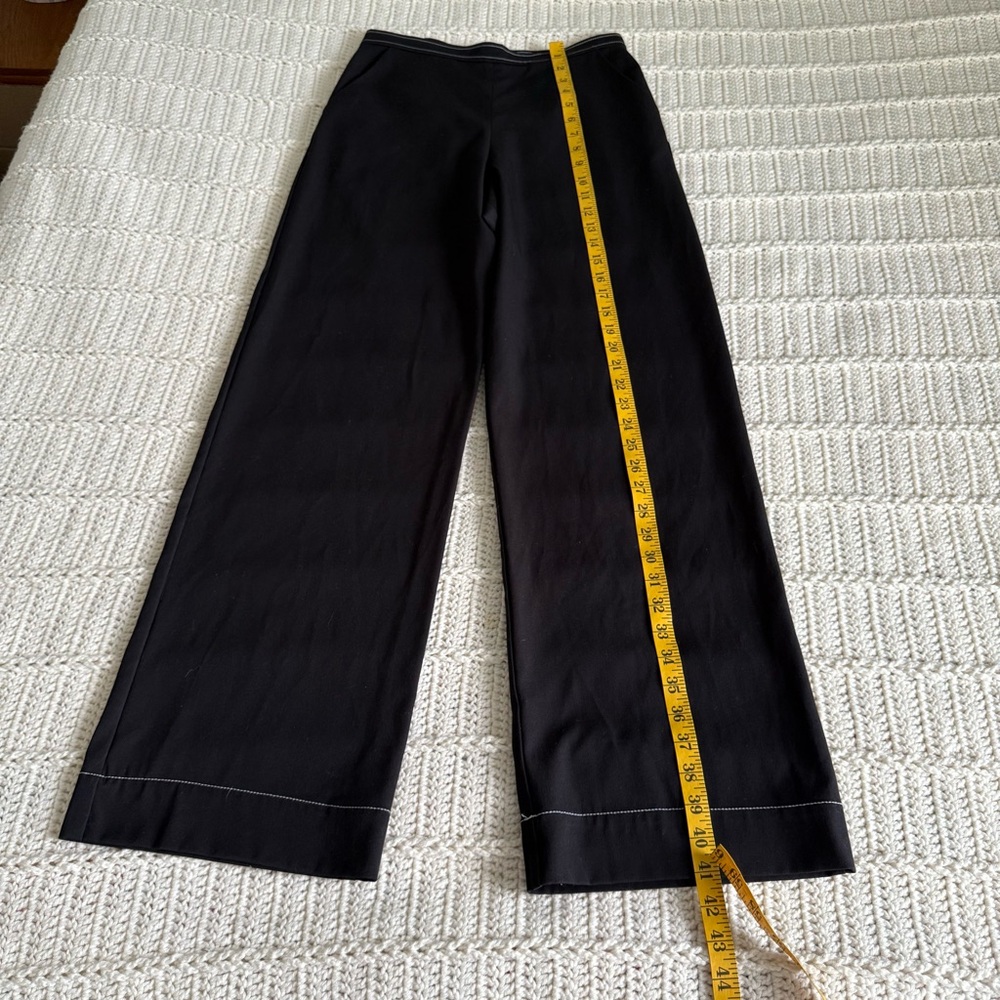 Georgia Alice Black Wide Leg Trousers with White Contrast Stitching Size 4 - Picture 7 of 15